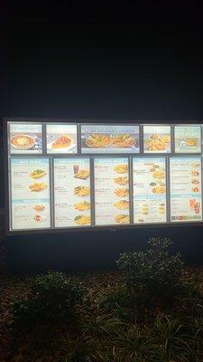 Drive thru menu