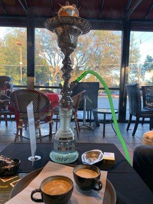 Cafe latte and the lemon mint hookah