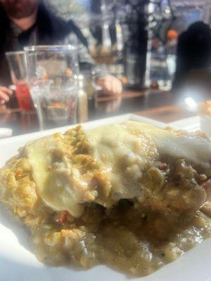 Green chili burger with habanero cheese