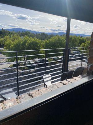 View from the pack deck overlooking the River, carousel and where they have a great farmers market on Sunday.