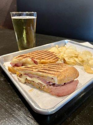 $11 Cubano and chips. Lemon drop cider.