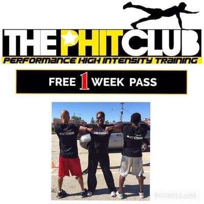 Get your 1 week free. Show us this and your in. No gimmicks just phitness!