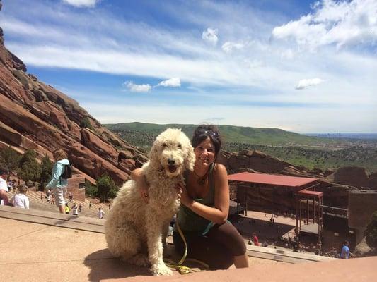 My old doggie, Amos, and me at Red Rocks Amphitheatre