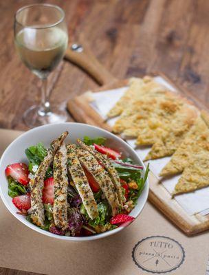 Fragole Salad and Focaccia Rosmarino