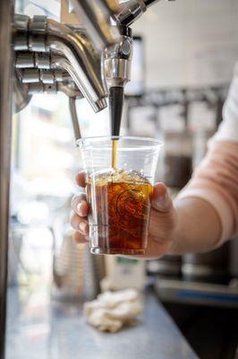 Crash-brewed iced coffee on tap!