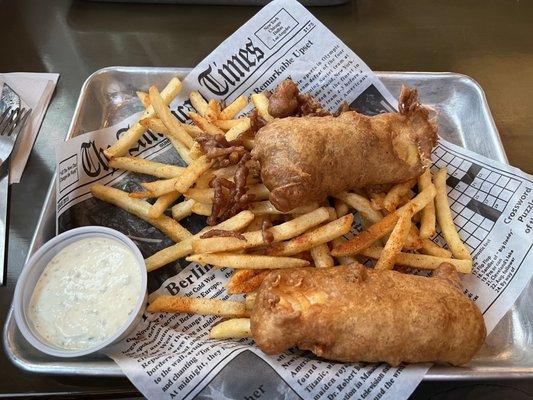 Beer battered fish and chips - Good! ($16)