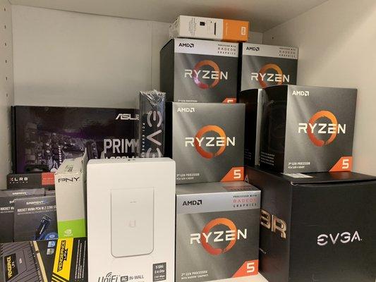 We keep the essentials in-stock, from AMD Ryzen processors to ASUS motherboards, Ubiquiti access points, & more!