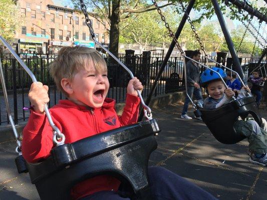 So much fun on the swings.