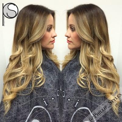 Full head balayage highlights, haircut and style.