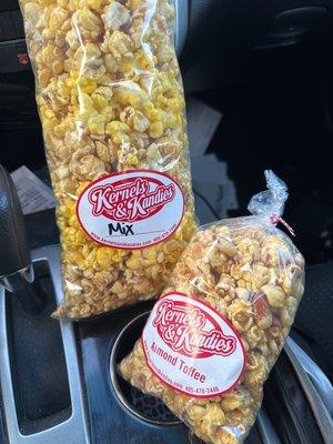 X-buttery & caramel and Almond Toffee Popcorn