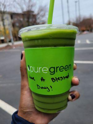 Pure green smoothie (with a nice message)