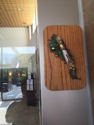 Mezuzah on doorpost.