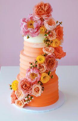 Orange Ombre Wedding Cake