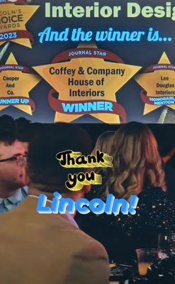 Thank you Lincoln for again voting us Lincolns Choice in Interior design firm in March of 2023. We hold this honor with great pride!