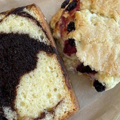 marble bread and blueberry scone