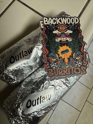 Outlaw burrito and stickers