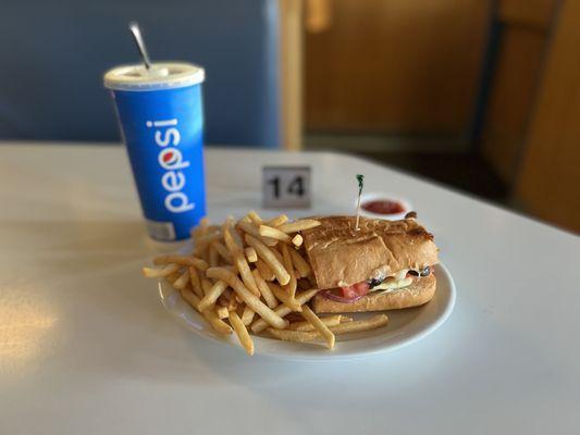 Veggie Sub with Fries.