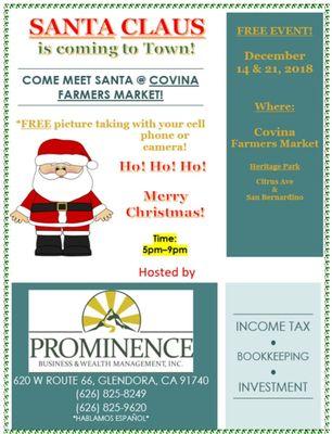 Free Event @ Covina Farmers Market ... come meet Santa!