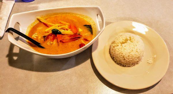 Red Curry Squid with Rice at Thai Chef 9