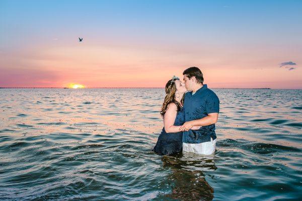 Beach sunset photoshoot in the water