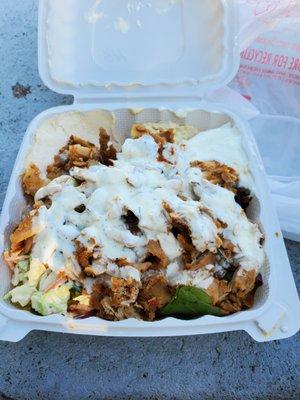 Shawarma chicken plate with everything