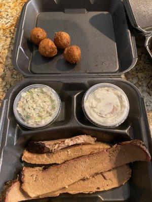 Brisket and onion ring appetizer