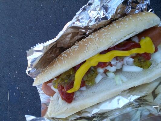 Jumbo hot dog after some browsing at Lowes