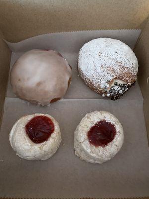 My stash of sweets! (Raspberry and Cannoli Paczkis, and Some Raspberry Almond Flour Cookies). Delicious!