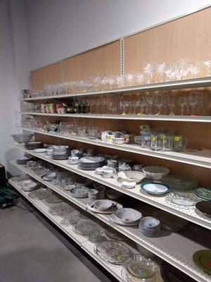 Glassware is not only organized but clean and sparkles.