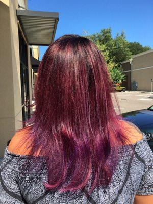 Red ombré melting into purple