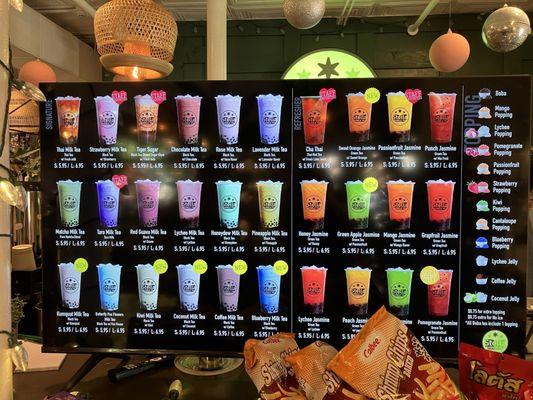 Boba Menu - simply ask if you want a different sweetness and they will help you with the levels