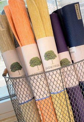 Try our Jade Yoga mats, organic rugs, cork blocks, straps and more.