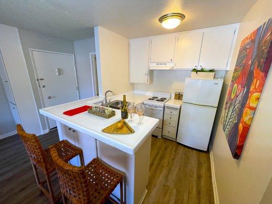 Studio Apartment at Paradise Gardens Apartments in Long Beach, California.