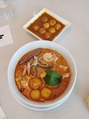 Curry fish balls and Curry Laksa Seafood Soup