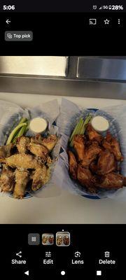 Garlic parm wings and BBQ wings