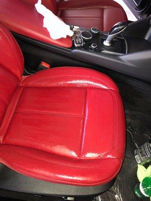 Leather seat cleaning