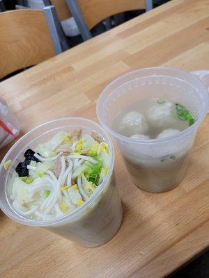 Pig intestine noodles #7 and foshbal soup , $12 total