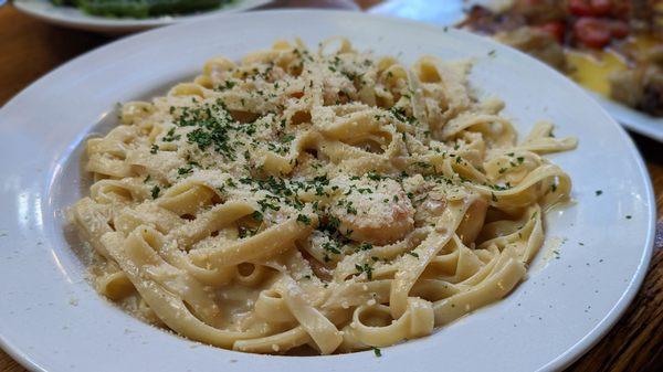 Seafood Alfredo with scallops and shrimp