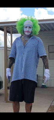 Here is the clown welcoming you into silver spurs RV park.