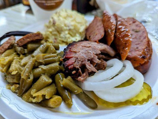 Brisket and Jalapeño Sausage plate