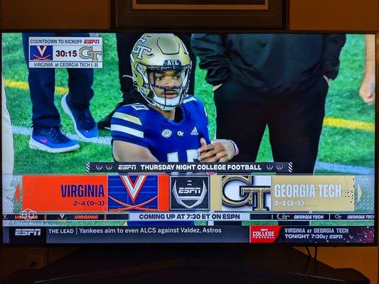 Jeff Sims on national TV. ESPN Thursday Night College Football: Virginia at Georgia Tech on October 20, 2022.