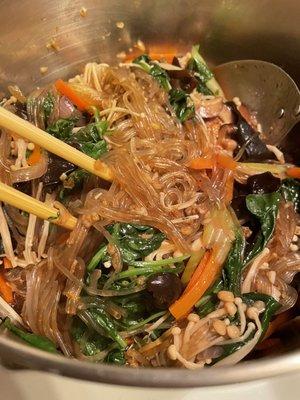 About 5-6 Servings of Japchae from a package of $2.99 Yam Flour Noodles!