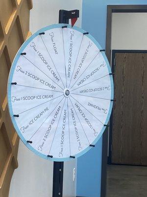 Buy ten scoops get a spin on the wheel!