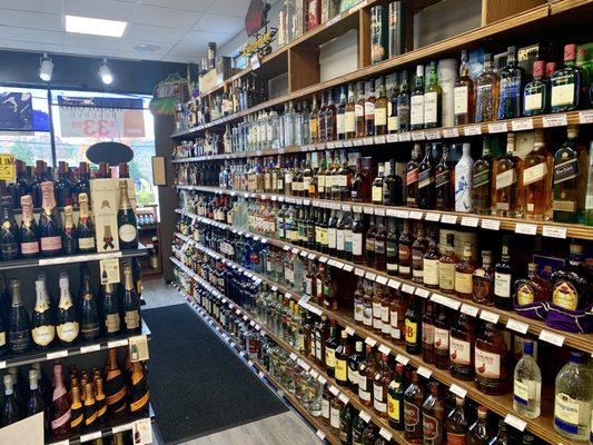 Our Liquor selection has all the usual big names with an expanding selection of obscure, top-shelf bourbons and blends.