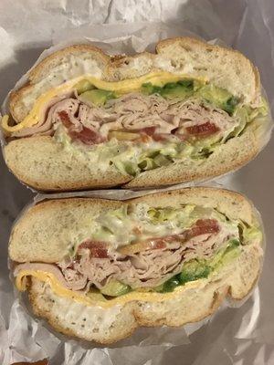 Turkey, lettuce, tomato, cheese, avocado with ranch dressing