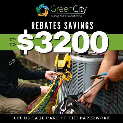 Save thousands on your HVAC system in rebates. We'll do the work for you. Also ask about our zero down / 0% interest financing options.