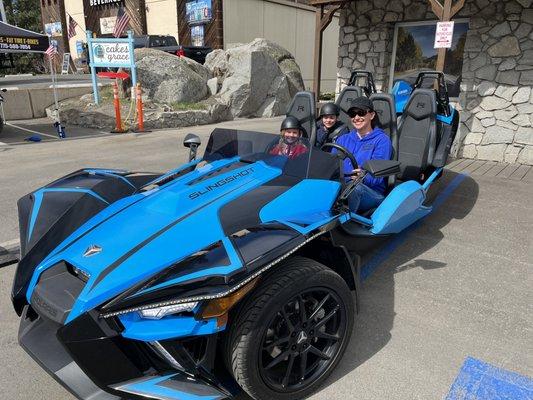 Mother takes her 2 kids on a ride to Incline Village on our 4 Seat Slingshot