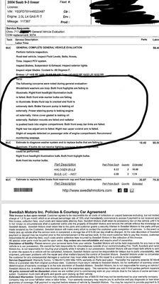 Car repair estimate