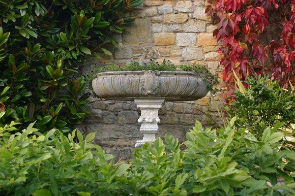 Unusual shallow planter, beautifully detailed at Hever Castle