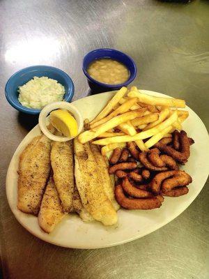 Grilled fish dinner